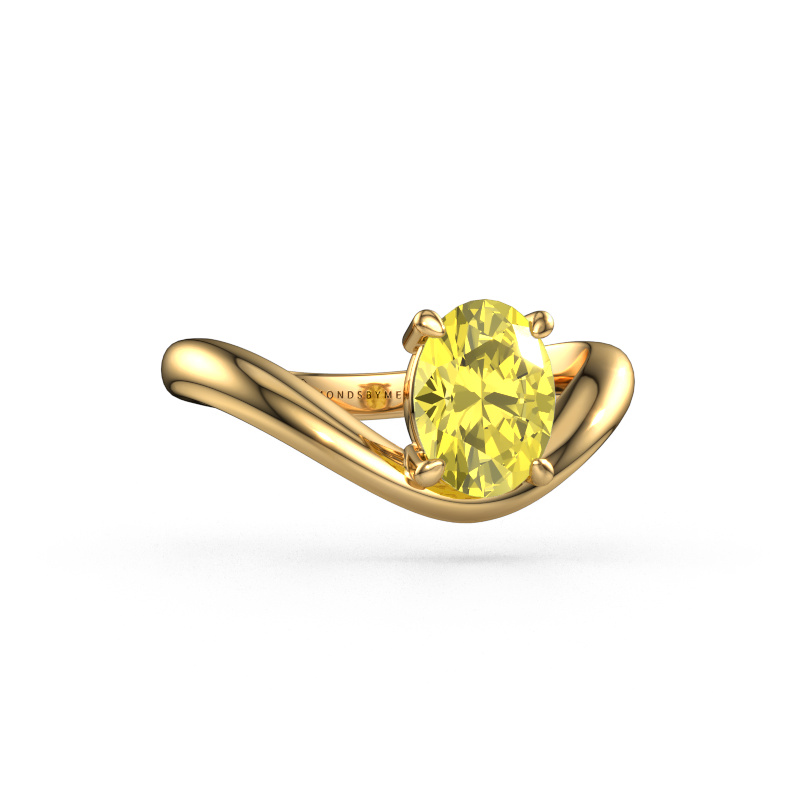 Image de Bague de fiançailles Femke OVL 585 or jaune Diamants synthétiques jaune 8x6 mm