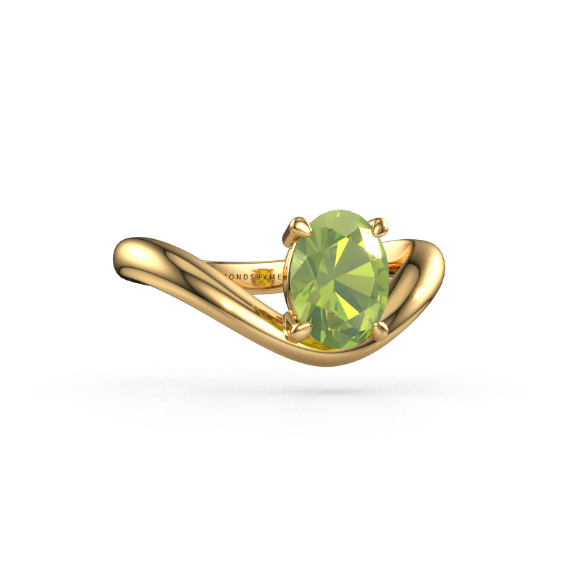 Image of Engagement ring Femke OVL 585 gold Peridot 8x6 mm