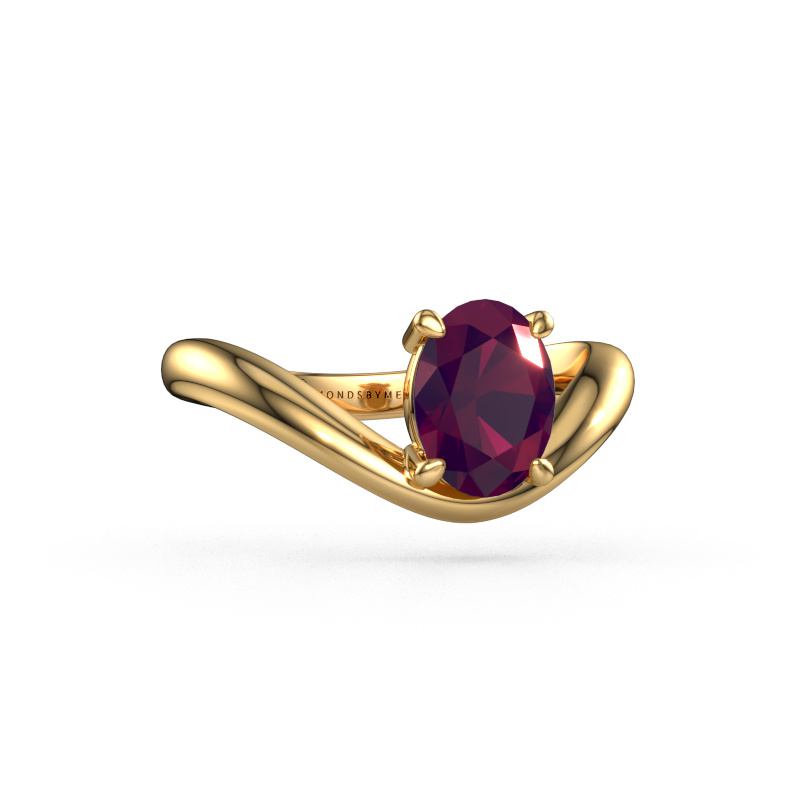 Image of Engagement ring Femke OVL 585 gold Rhodolite 8x6 mm