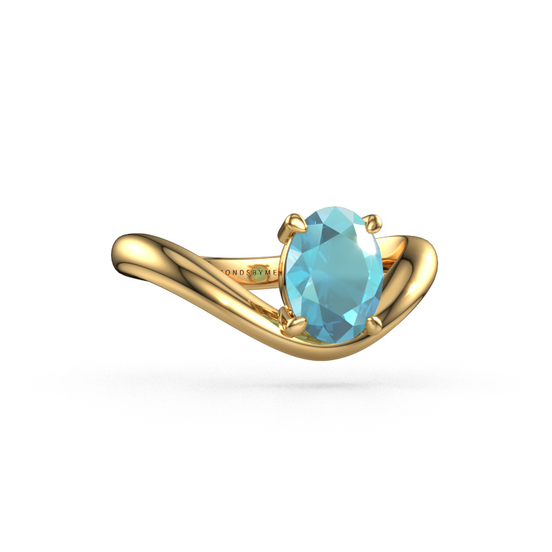 Bild von Verlobungsring Femke OVL 585 Gold Blau Topas 8x6 mm