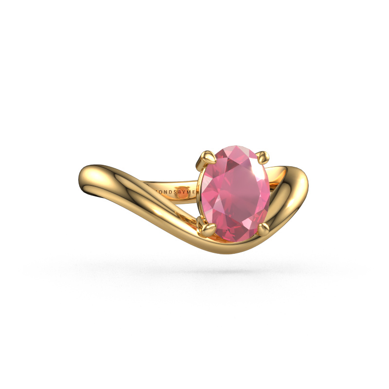 Bild von Verlobungsring Femke OVL 585 Gold Turmalin rosa 8x6 mm
