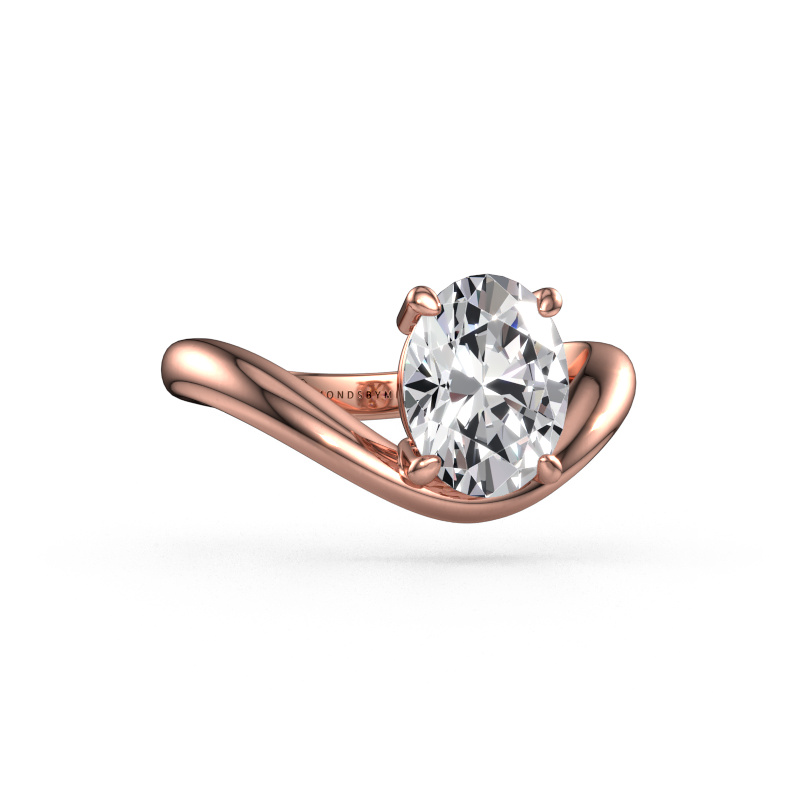 Image of Engagement ring Femke OVL 585 rose gold Lab grown diamond 1.80 crt