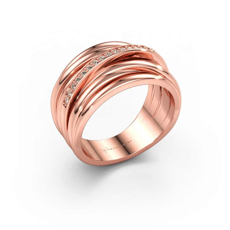Immagine di Anello Fien 585 oro rosa Diamante marrone 0.095 crt
