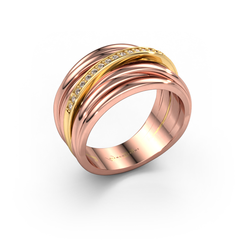 Bild von Ring Fien 585 Roségold Braun Diamant 0.095 crt