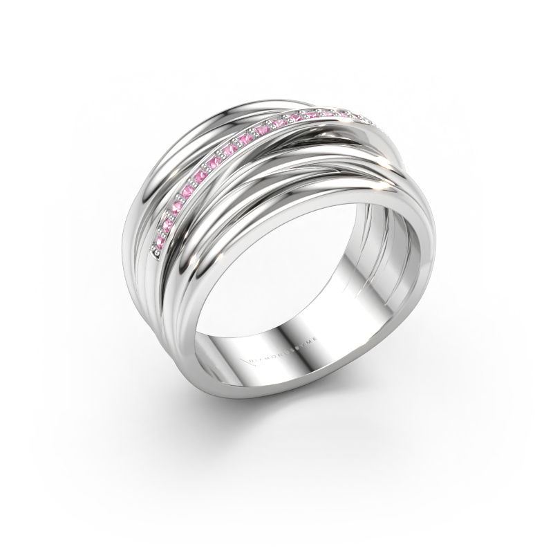 Immagine di Anello Fien 585 oro bianco Zaffiro rosa 1 mm