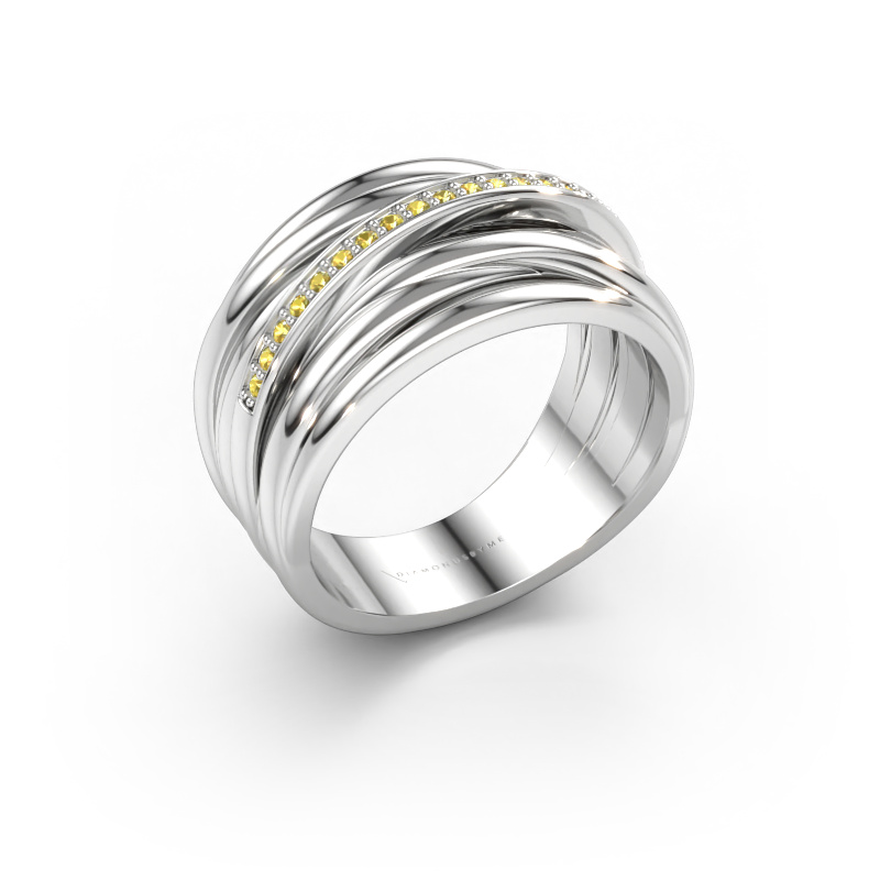 Immagine di Anello Fien 585 oro bianco Zaffiro giallo 1 mm