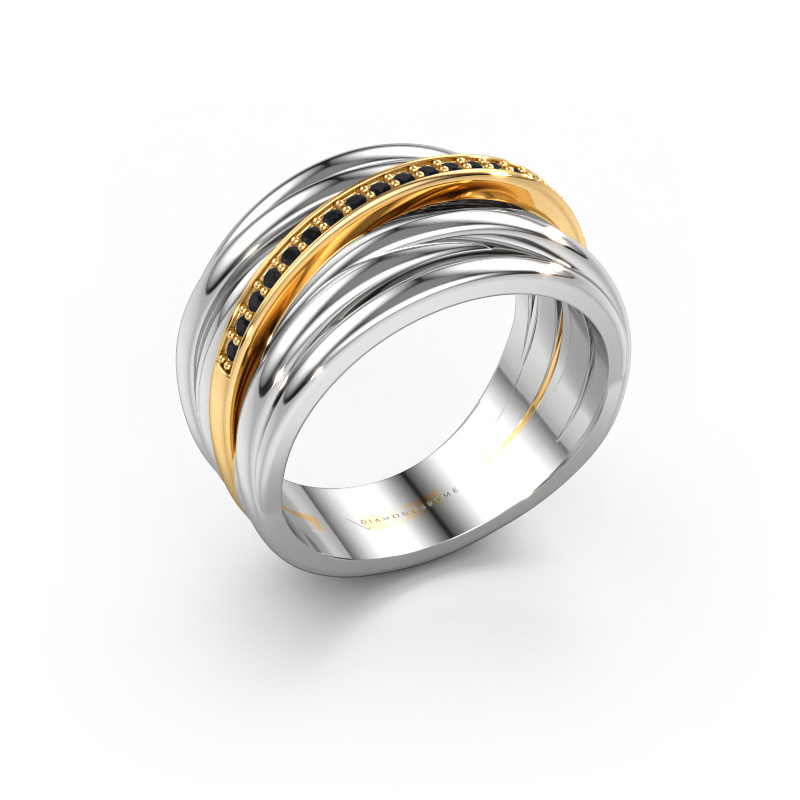 Bild von Ring Fien 585 Weißgold Schwarz Diamant 0.114 crt