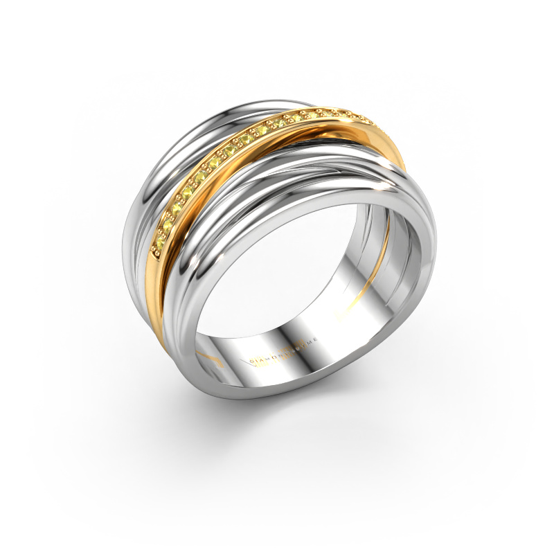 Bild von Ring Fien 585 Weißgold Gelb Saphir 1 mm