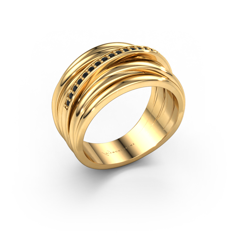 Bild von Ring Fien 585 Gold Schwarz Diamant 0.114 crt