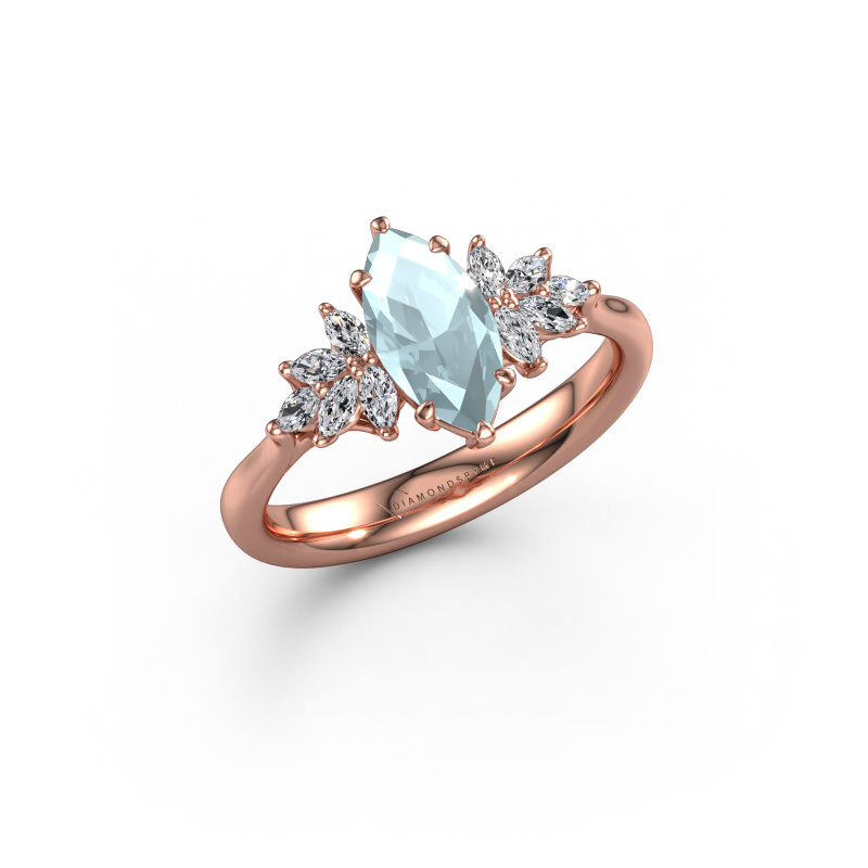 Image of Engagement ring Fiona MRQ 585 rose gold Aquamarine 10x5 mm