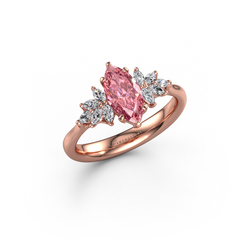 Image of Engagement ring Fiona MRQ 585 rose gold Pink lab grown diamond 10x5 mm