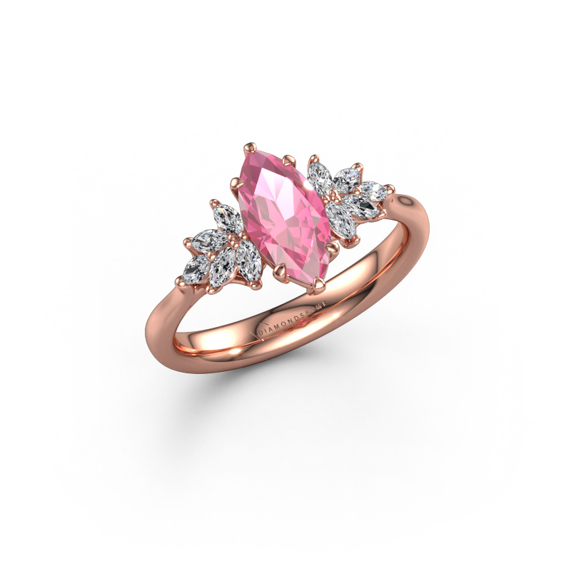 Image de Bague de fiançailles Fiona MRQ 585 or rose Saphir rose 10x5 mm
