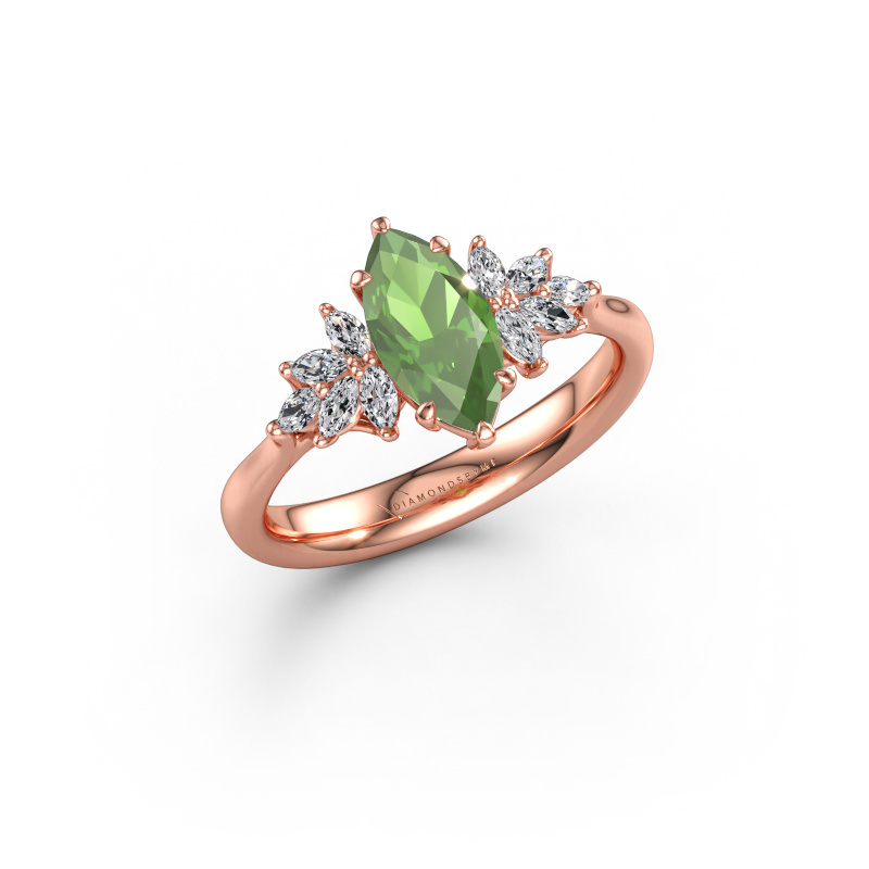 Image de Bague de fiançailles Fiona MRQ 585 or rose Vert tourmaline 10x5 mm