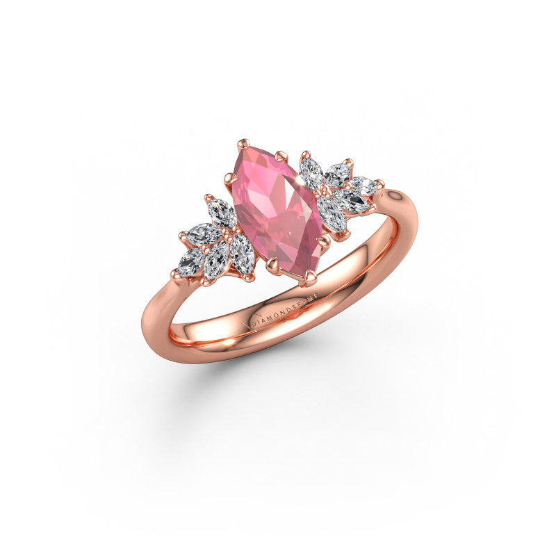 Immagine di Anello di fidanzamento Fiona MRQ 585 oro rosa Tormalina rosa 10x5 mm