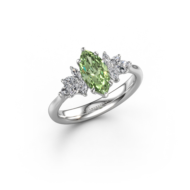 Image de Bague de fiançailles Fiona MRQ 950 platine Diamants synthétiques vert 10x5 mm