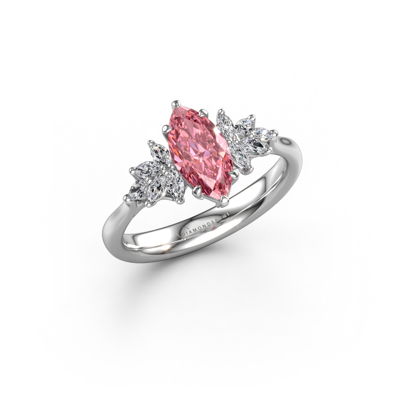 Image of Engagement ring Fiona MRQ 950 platinum Pink lab grown diamond 10x5 mm