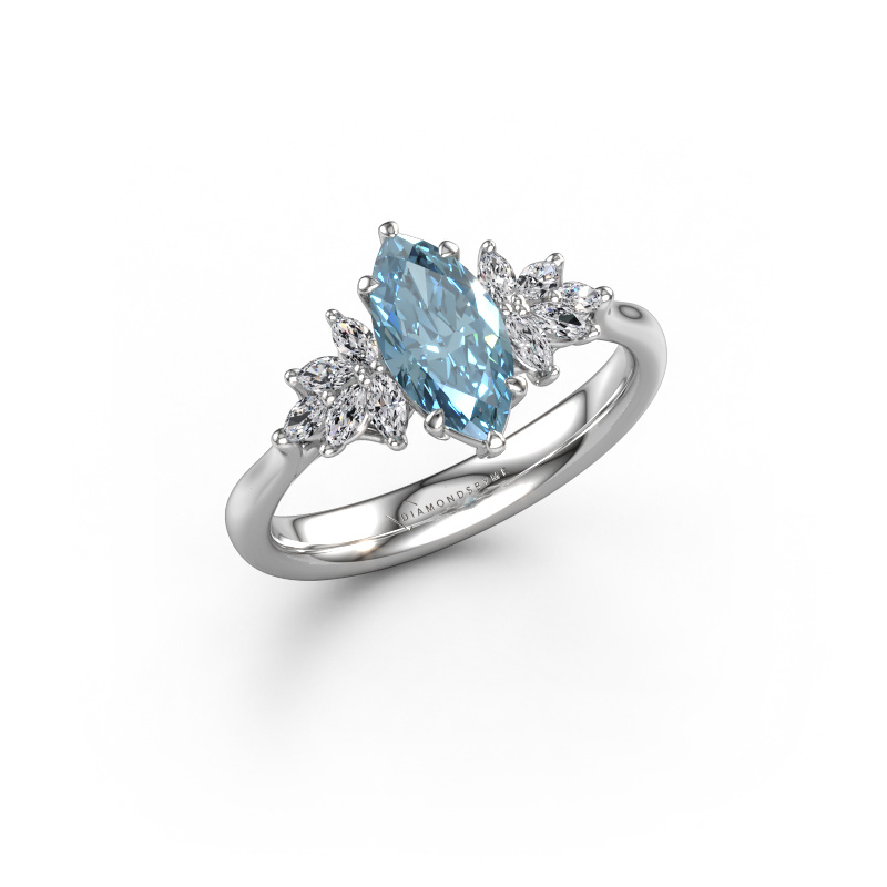 Image of Engagement ring Fiona MRQ 950 platinum Blue lab grown diamond 10x5 mm