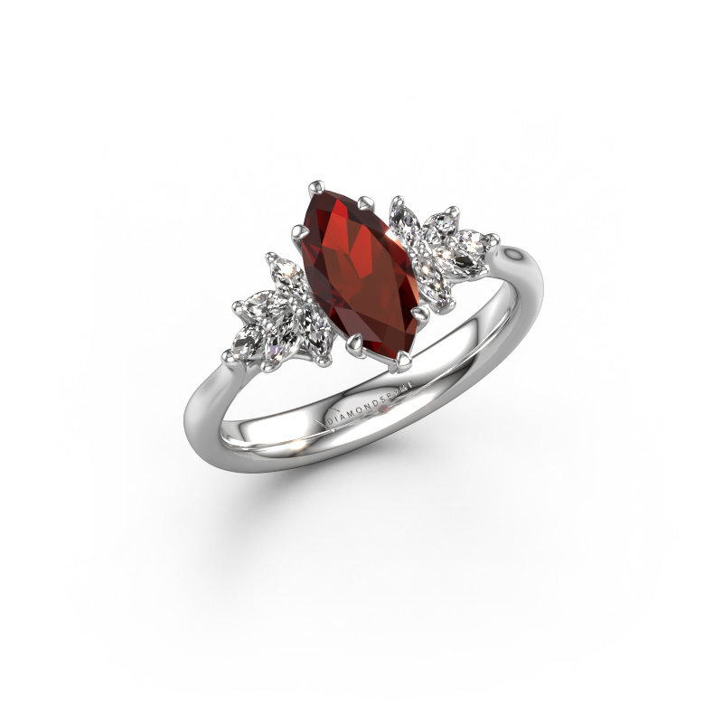 Image of Engagement ring Fiona MRQ 585 white gold Garnet 10x5 mm