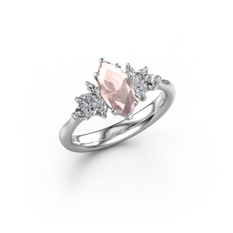 Image of Engagement ring Fiona MRQ 950 platinum Morganite champagne 10x5 mm