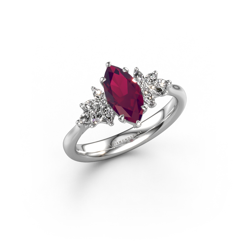 Image de Bague de fiançailles Fiona MRQ 950 platine Rhodolite 10x5 mm