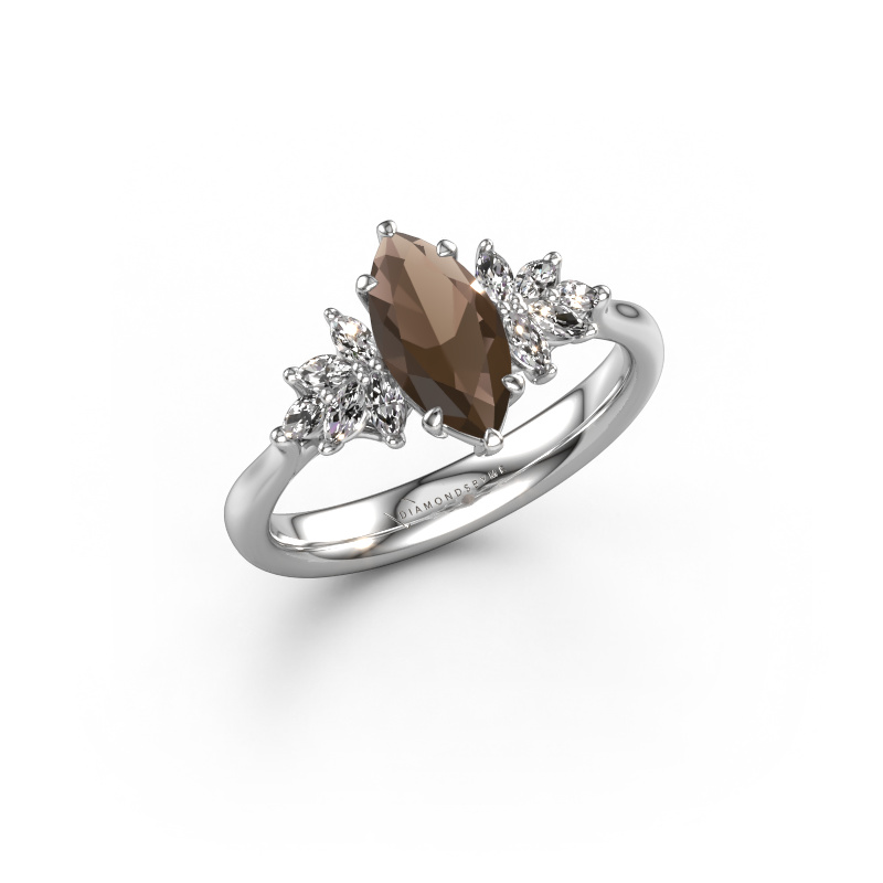 Image of Engagement ring Fiona MRQ 585 white gold Smokey quartz 10x5 mm