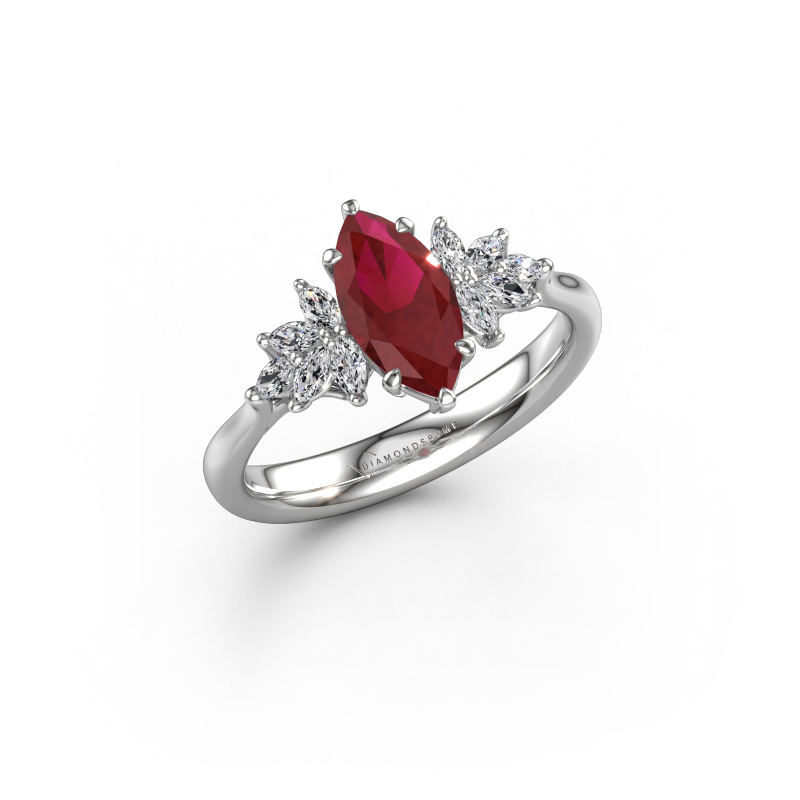 Image of Engagement ring Fiona MRQ 950 platinum Ruby 10x5 mm