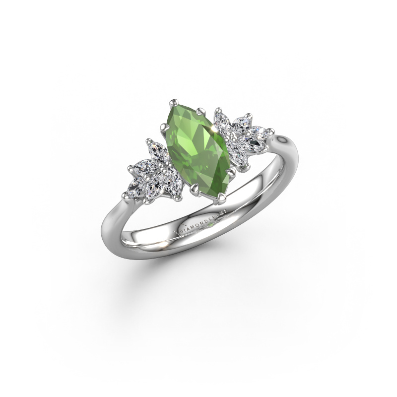 Image de Bague de fiançailles Fiona MRQ 585 or blanc Vert tourmaline 10x5 mm