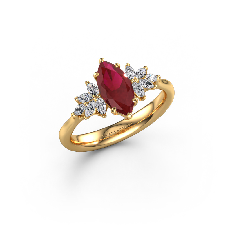 Image of Engagement ring Fiona MRQ 585 gold Ruby 10x5 mm
