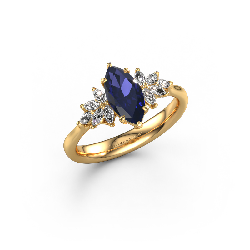 Image of Engagement ring Fiona MRQ 585 gold Sapphire 10x5 mm
