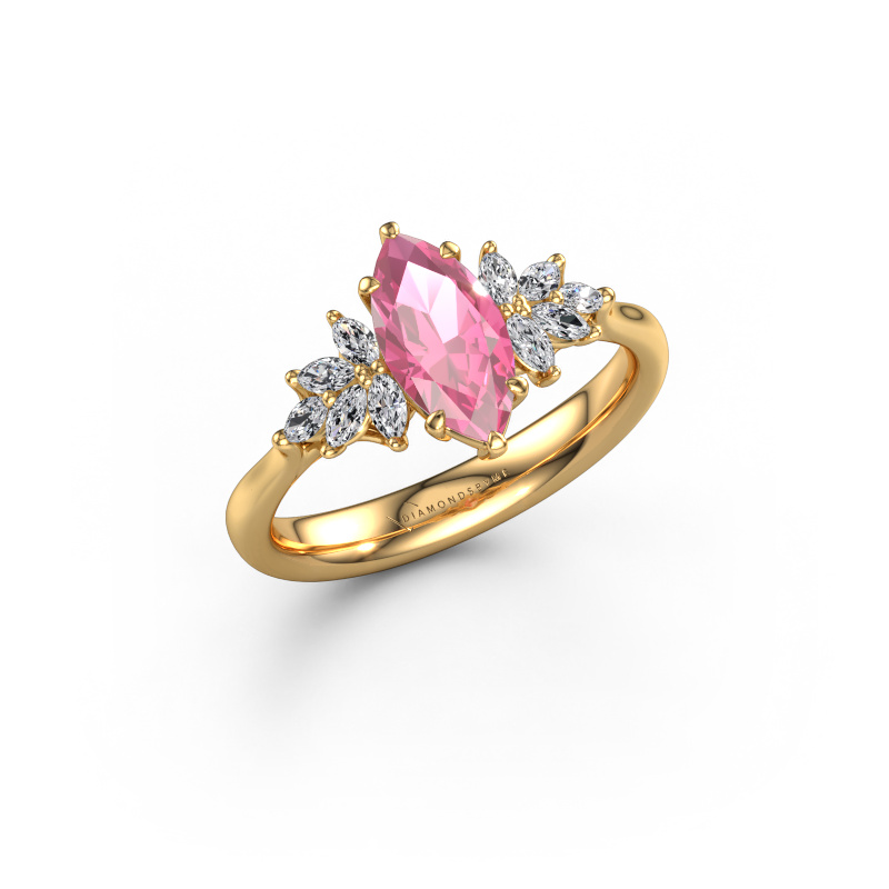 Image de Bague de fiançailles Fiona MRQ 585 or jaune Saphir rose 10x5 mm