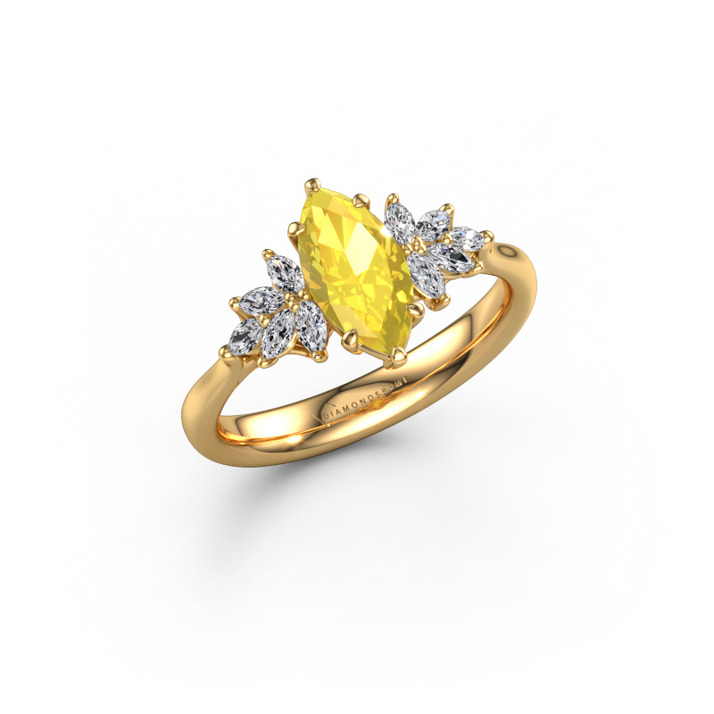 Image de Bague de fiançailles Fiona MRQ 585 or jaune Saphir jaune 10x5 mm