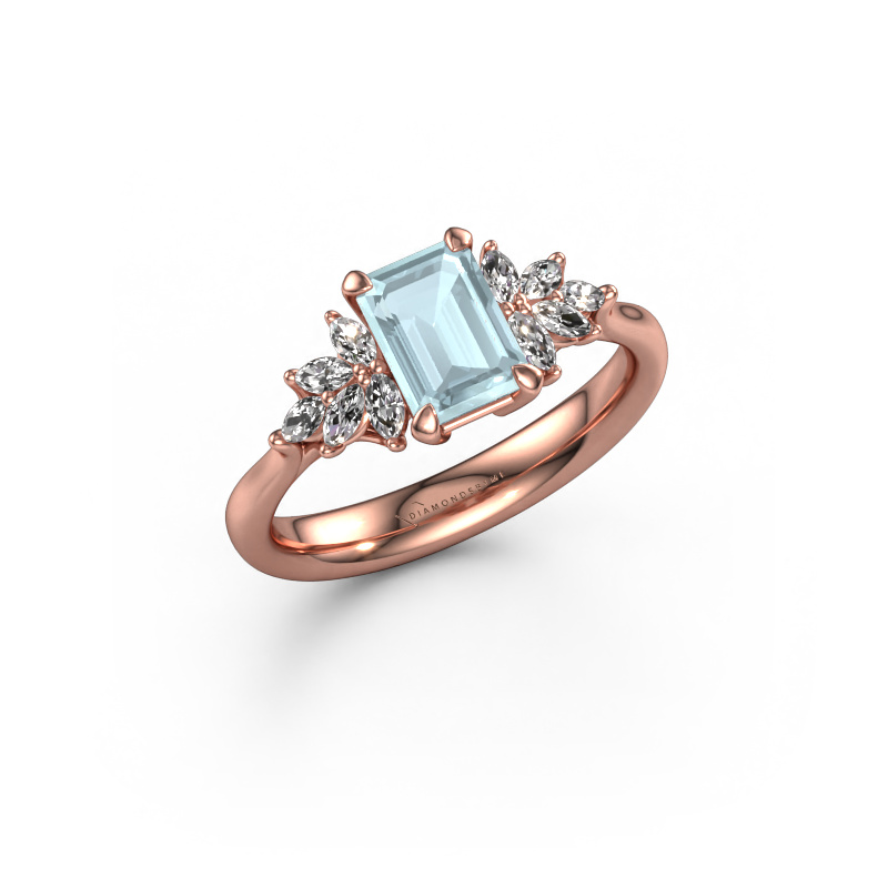 Bild von Verlobungsring Fiona EME 585 Roségold Aquamarin 7x5 mm