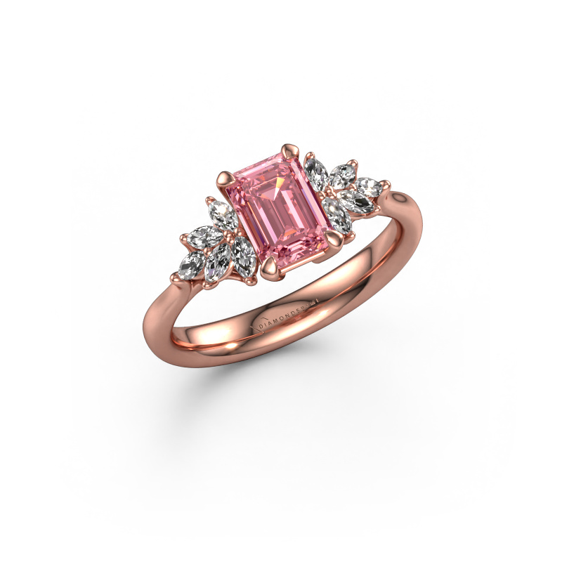Image of Engagement ring Fiona EME 585 rose gold Pink lab grown diamond 7x5 mm