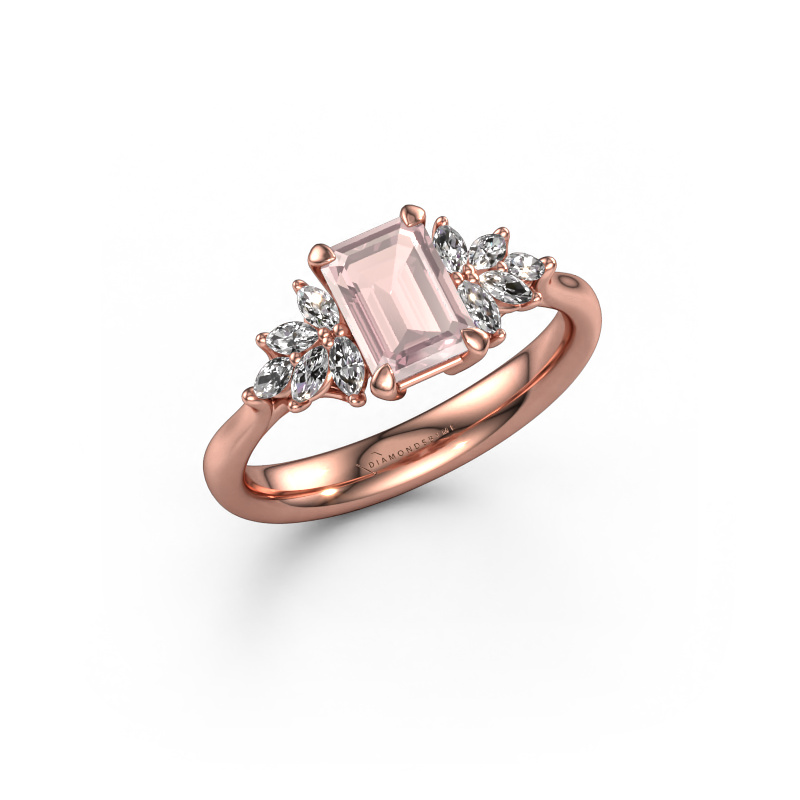 Image of Engagement ring Fiona EME 585 rose gold Morganite champagne 7x5 mm