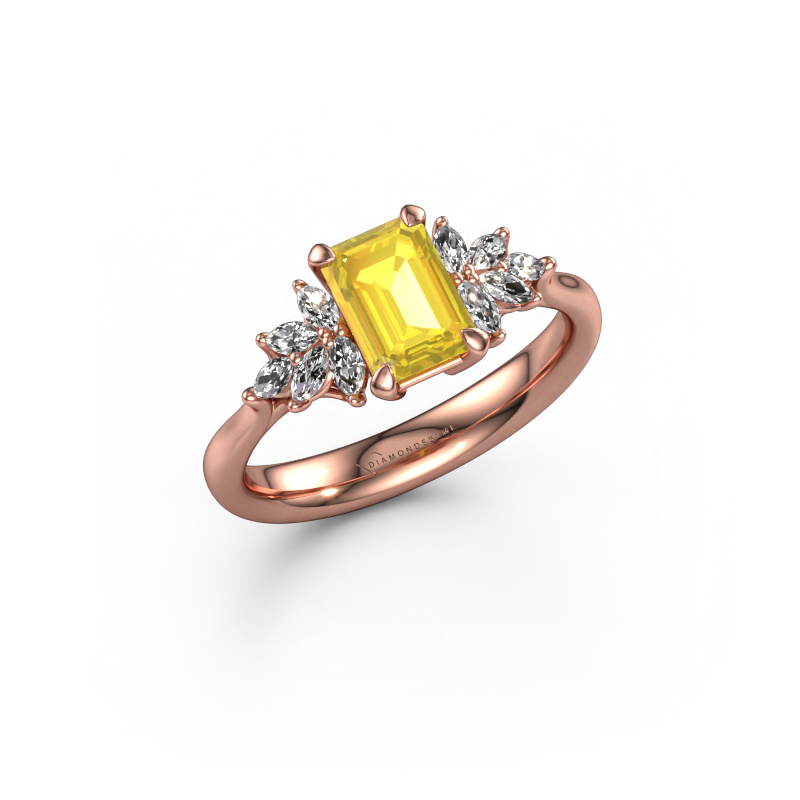 Image of Engagement ring Fiona EME 585 rose gold Yellow sapphire 7x5 mm