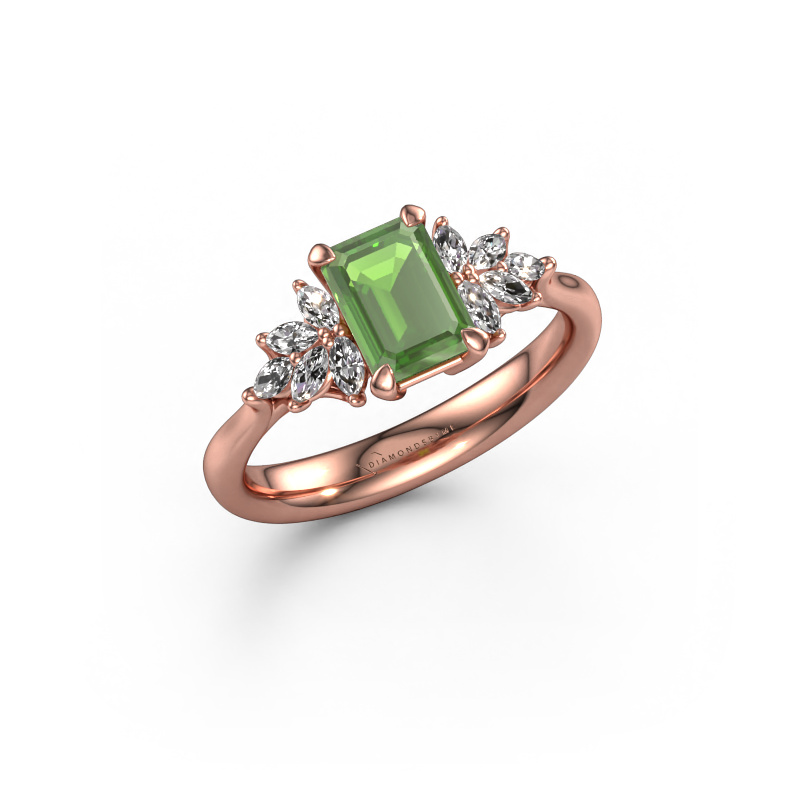 Image of Engagement ring Fiona EME 585 rose gold Tourmaline green 7x5 mm