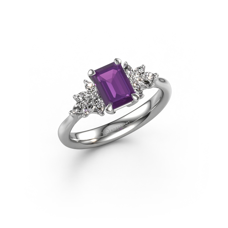 Image of Engagement ring Fiona EME 585 white gold Amethyst 7x5 mm