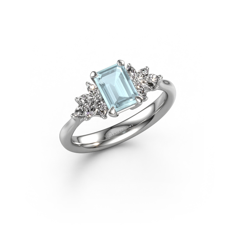 Image of Engagement ring Fiona EME 950 platinum Aquamarine 7x5 mm