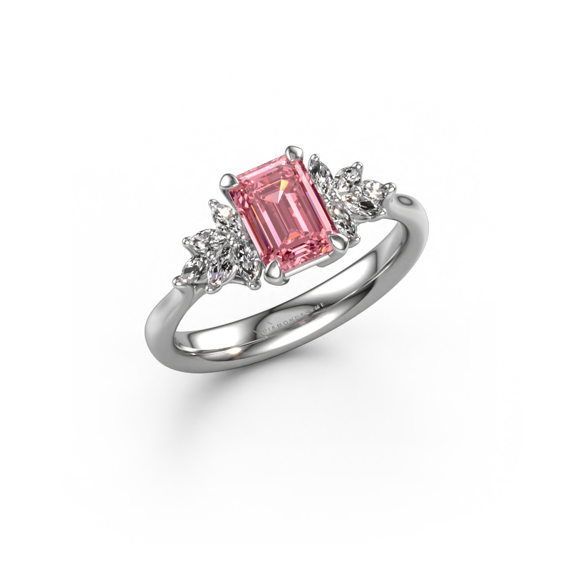 Image of Engagement ring Fiona EME 585 white gold Pink lab grown diamond 7x5 mm
