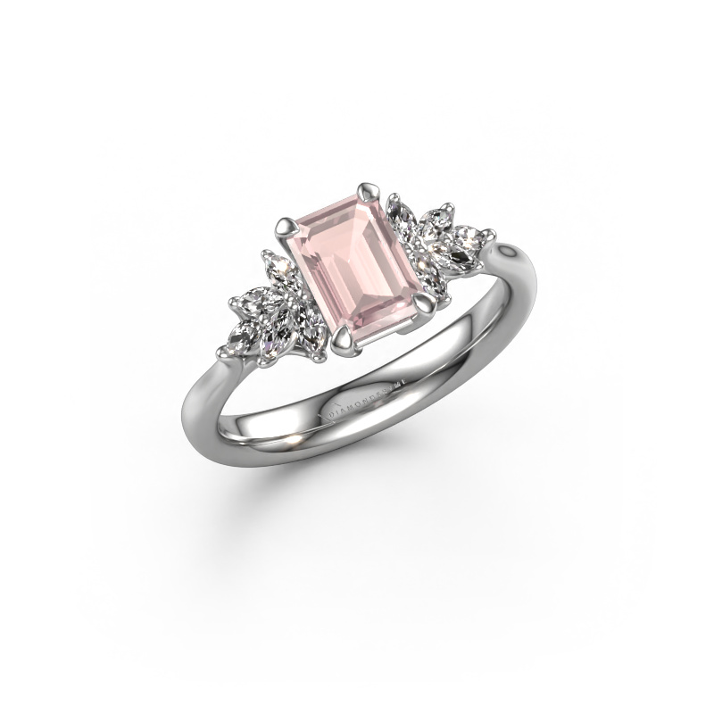 Image of Engagement ring Fiona EME 950 platinum Morganite champagne 7x5 mm