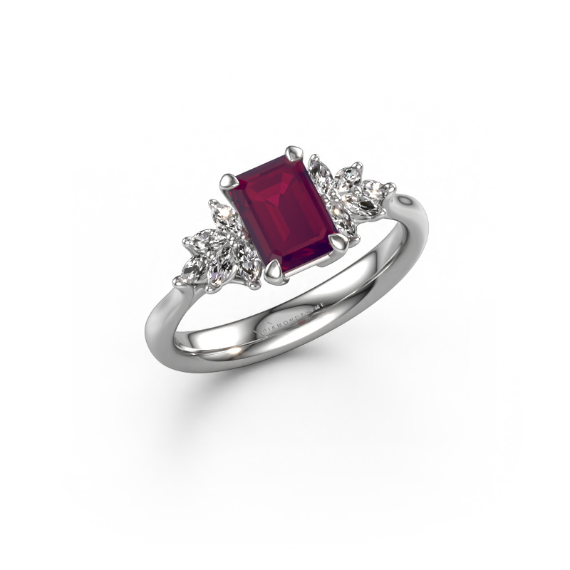 Image of Engagement ring Fiona EME 950 platinum Rhodolite 7x5 mm