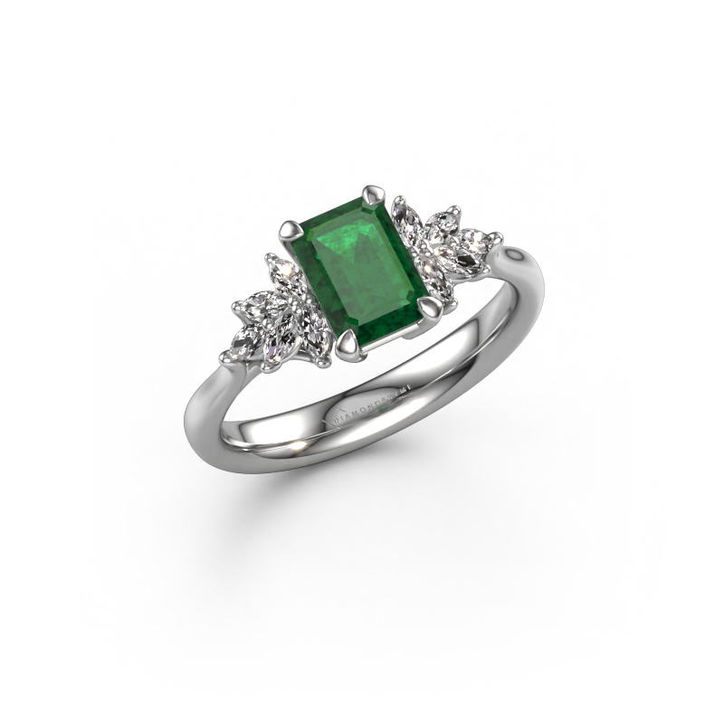 Image of Engagement ring Fiona EME 950 platinum Emerald 7x5 mm