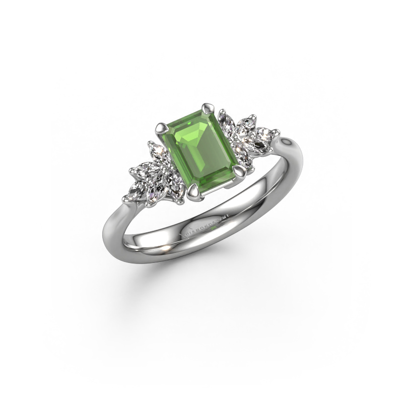Image of Engagement ring Fiona EME 950 platinum Tourmaline green 7x5 mm