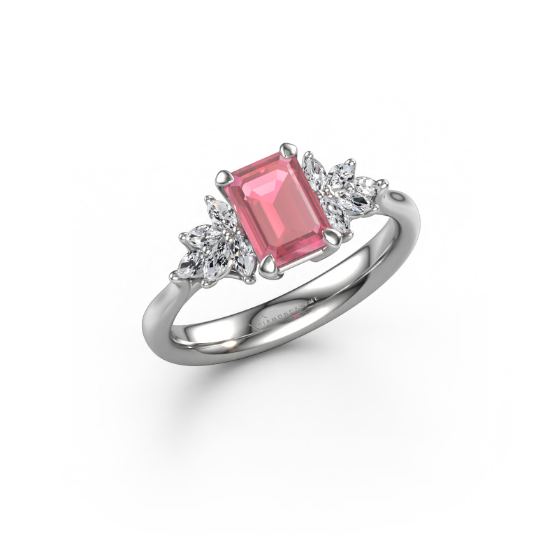 Image of Engagement ring Fiona EME 950 platinum Tourmaline pink 7x5 mm