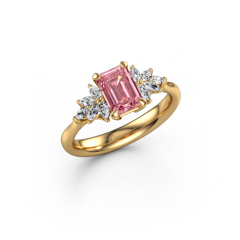 Image of Engagement ring Fiona EME 585 gold Pink lab grown diamond 7x5 mm