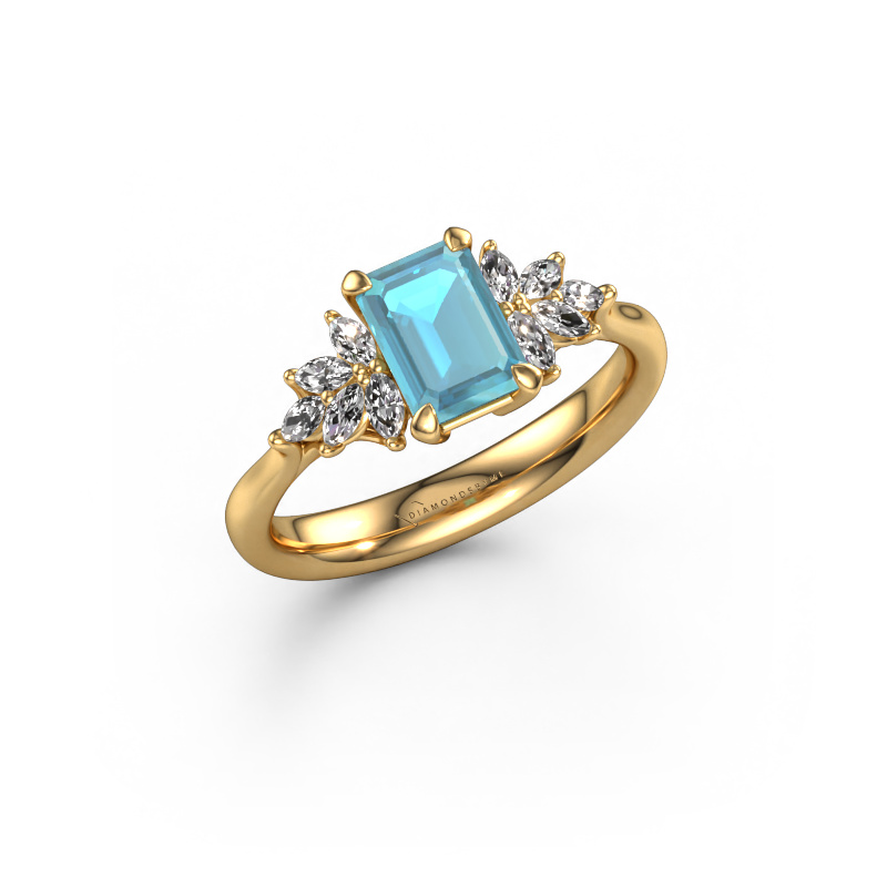Bild von Verlobungsring Fiona EME 585 Gold Blau Topas 7x5 mm