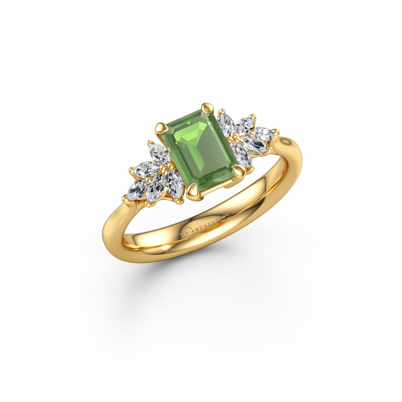 Image of Engagement ring Fiona EME 585 gold Tourmaline green 7x5 mm