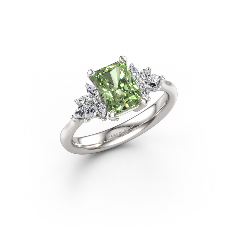 Immagine di Anello di fidanzamento Fiona RAD 585 oro bianco Diamante lab grown verde 7.5x5.5 mm