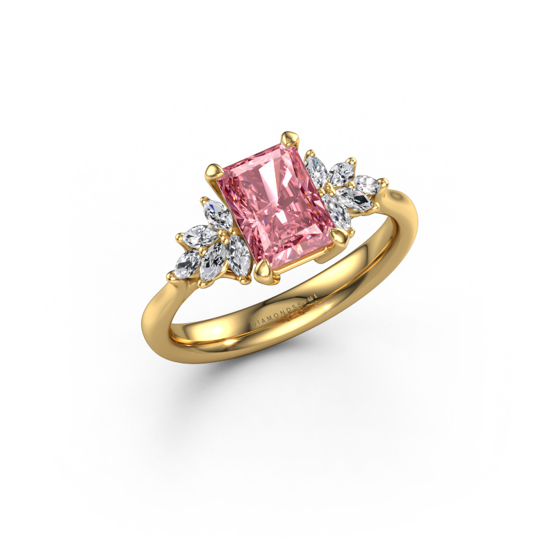 Image of Engagement ring Fiona RAD 585 gold Pink lab grown diamond 7.5x5.5 mm