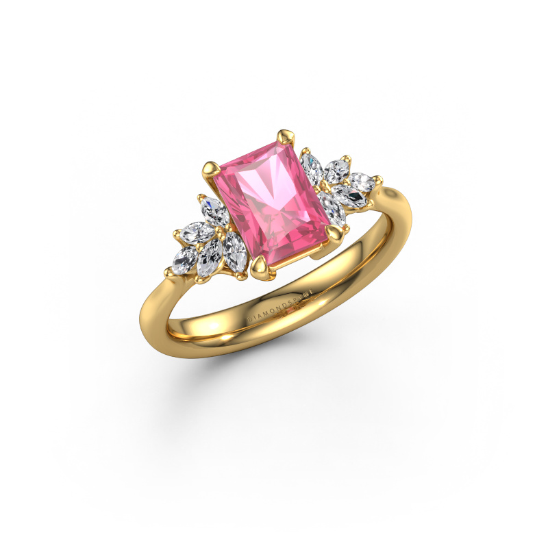 Image of Engagement ring Fiona RAD 585 gold Pink sapphire 7.5x5.5 mm